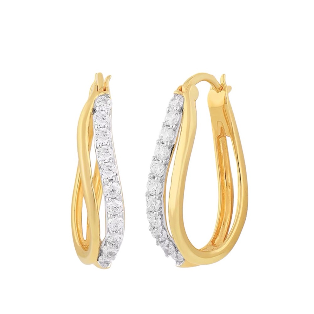 NWT White Cubic Zirconia 14K Gold Over Silver